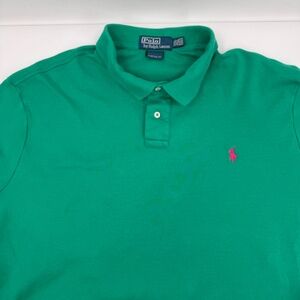 Polo Ralph Lauren Polo Shirt Mens XXL Green Short Sleeve Pink Pony Custom Fit